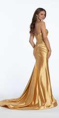 Jimiss Sweetheart Collar Shoulderless Satin and Floor length Prom Dress