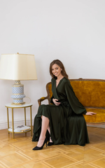 A-line V-Neck Long Sleeve Cocktail Dress Bridesmaid Dress Formal Dresses for Wedding Guest Mother of the Bride Dresses