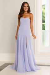 Jimiss off shoulder collar strapless tight corset with side slit long Prom dress