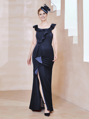 Lotus leaf edge slit, lotus leaf edge tight fit, mother of the bride dress