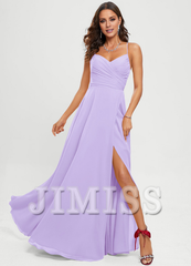 A-line sweetheart floor-length chiffon prom dress
