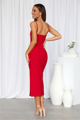 Jimiss square neckline thin shoulder straps side slit long Prom dress