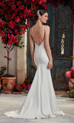Perfect satin lapel slim fit trumpet shaped V-shaped back wedding dresses