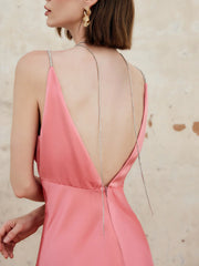 Pleated backless camisole long gown evening dresses