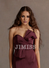 Off shoulder satin butterfly condensation back and floor length evening dress