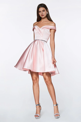 Beautiful satin short off shoulder Homecoming Dresses