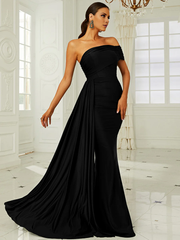 Mermaid off shoulder hanging sleeveless and floor length Prom Dress - LD Dress