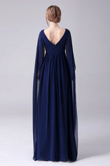 A-Line V-Neck Chiffon Floor-Length Mother Of the Bride Dress With Pleated