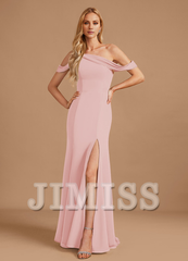 Trumpet Mercedes-tail One-shoulder Floor-length Chiffon Bridesmaid Dress