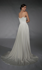 Perfect satin strapless A-line backless tight corset wedding dresses