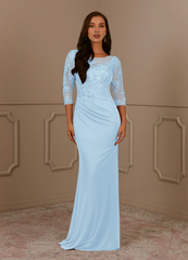 Mermaid lace long sleeved and floor length mother of bride dress