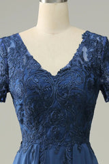 Blue A Line Decal Bridal Mother Dress