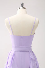 Lotus leaf edge strap backless long bridesmaid dress