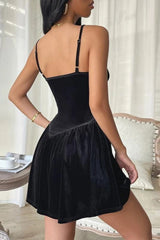 Black A Line Spaghetti Straps Short Cocktail Dress