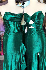 Light Blue Mermaid Strapless Lace Up Long Beaded Prom Dresses