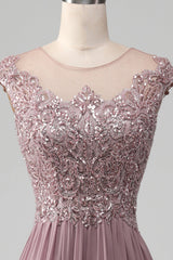A-Line Beaded Blush Prom Dress Long Beautiful