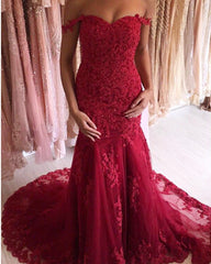 Charming Mermaid Prom Dresses Lace Appliques