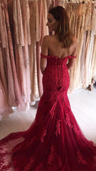 Charming Mermaid Prom Dresses Lace Appliques