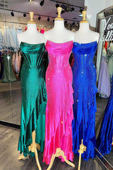 Light Blue Mermaid Strapless Lace Up Long Beaded Prom Dresses