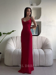 Sheath Spaghetti Straps Red formal dresses Bridesmaid Dresses evening gown Prom Dress