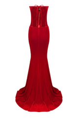 Sexy Sweetheart Satin Top Bowknot High Waist Fishtail Two Piece Maxi Dress