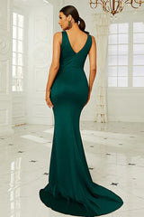 Dark Green Sleeveless Mermaid Formal Dress Evening Gown