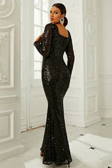 Sexy Black Sequin Mermaid Prom Gown Evening Dress