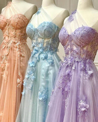 Black One Shoulder Floral Prom Dresses Preppy Prom Dresses 2025