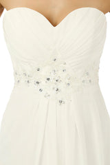 White Chiffon Sweetheart With Pleats Beading Bridesmaid Dresses