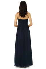 Navy Blue Sweetheart Chiffon With Pleats Bridesmaid Dresses