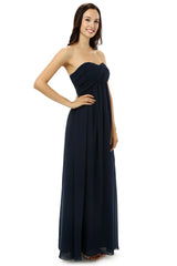 Navy Blue Sweetheart Chiffon With Pleats Bridesmaid Dresses
