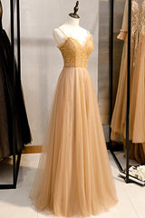Tulle Beaded Sweetheart Party Dress A-line Tulle Floor Length Prom Dress
