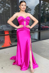 Sweetheart Satin Mermaid Long Prom Dress
