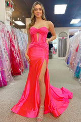 Sweetheart Satin Mermaid Long Prom Dress