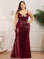 Dawn spaghetti strap sequin ball or bridesmaid dress
