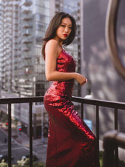 Dawn spaghetti strap sequin ball or bridesmaid dress