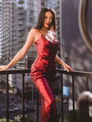 Dawn spaghetti strap sequin ball or bridesmaid dress