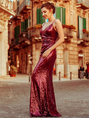 Dawn spaghetti strap sequin ball or bridesmaid dress
