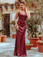 Dawn spaghetti strap sequin ball or bridesmaid dress