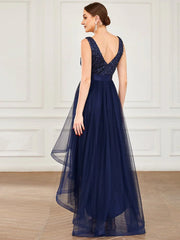 High low tulle and sequin ball or evening dress