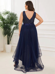High low tulle and sequin ball or evening dress