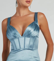 Light blue sequin ball dress wide