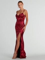 Burgundy thin strap saprkly ball dress Wide