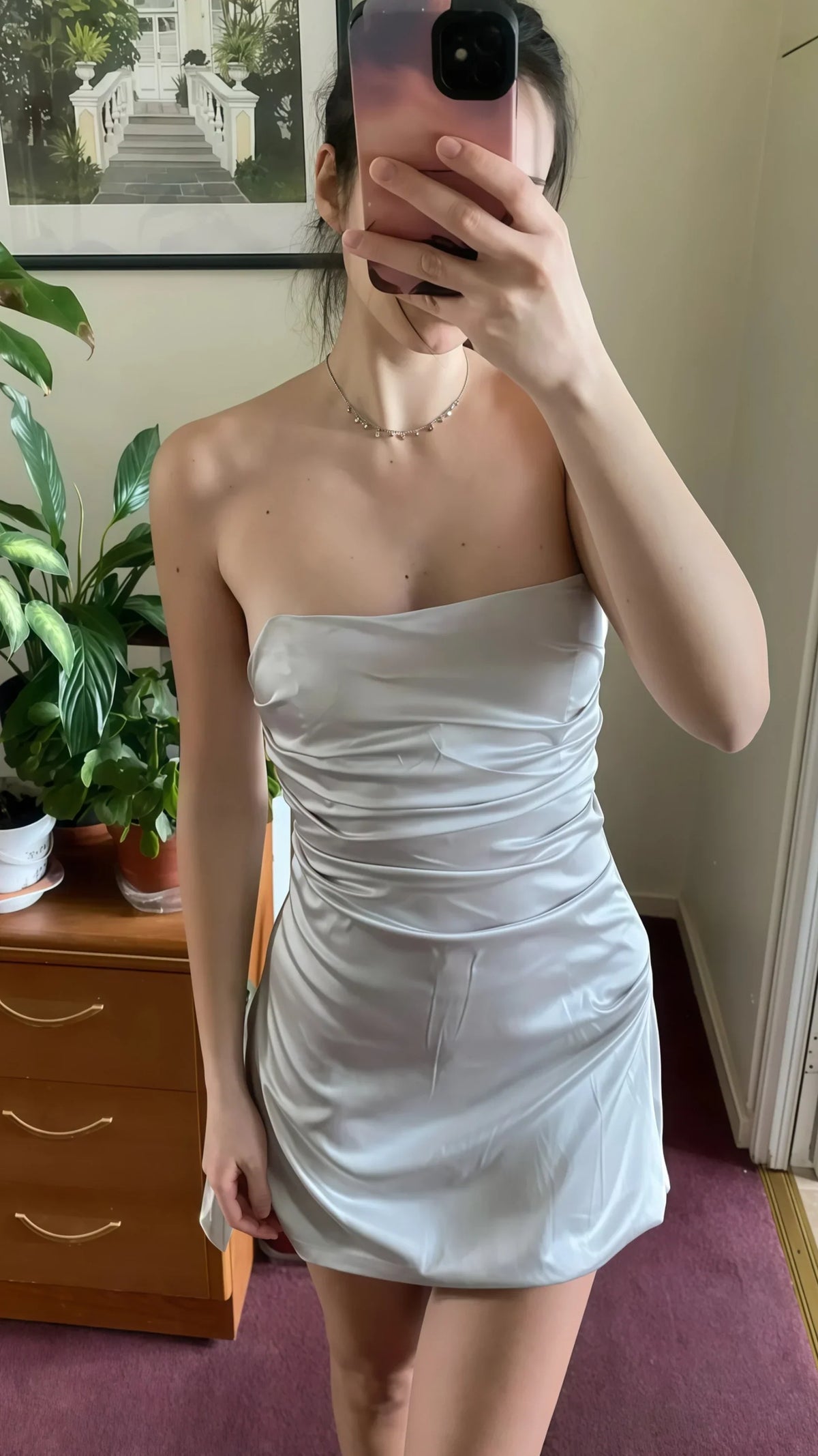 Strapless Mini Satin Homecoming Dress Short Party Dress