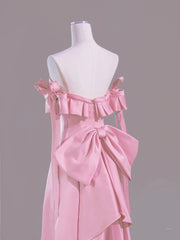 Sexy A Line Sweetheart Pink Satin Long Prom Dress Evening Dress Formal Dress SD1820