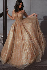 2024 Sparkly Straps Tulle Long Prom Dresses with Open Back