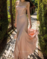 Mermaid Spaghetti Straps Sleeveless Ruffles Pink formal dresses Bridesmaid Dresses evening gown Prom Dress