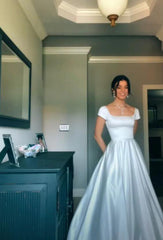 Unique A-line Simple Satin Wedding Dress Charming Prom Party Gown