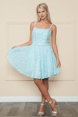 Sparkling short strapless velvet A-line dress