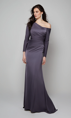 Shoulder baring straight leg pleated formal long mothers of the bride dresses